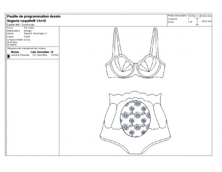 Instant download machine embroidery design shell lingerie