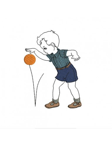Motif de broderie machine garçon jouant à la balle