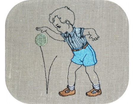 Instant download machine embroidery design vintage children playing at the pillow fight