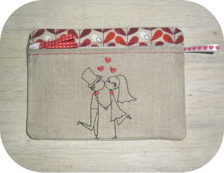 Instant download machine embroidery design in love on a bench