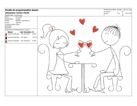 Instant download machine embroidery design in love the kiss