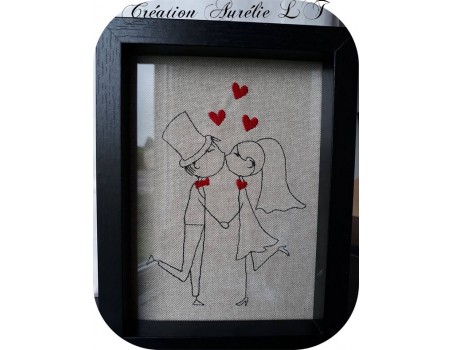 Instant download machine embroidery design in love on a bench