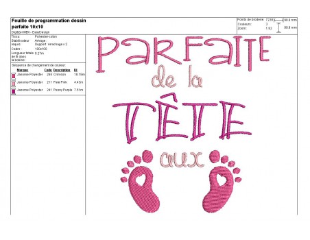 Motif de broderie texte parfaite