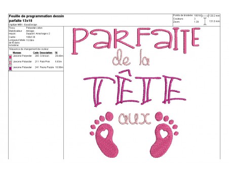 Motif de broderie texte parfaite