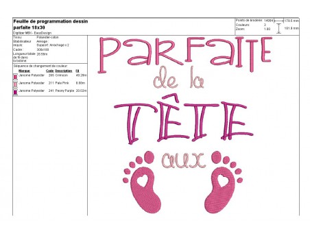 Motif de broderie texte parfaite