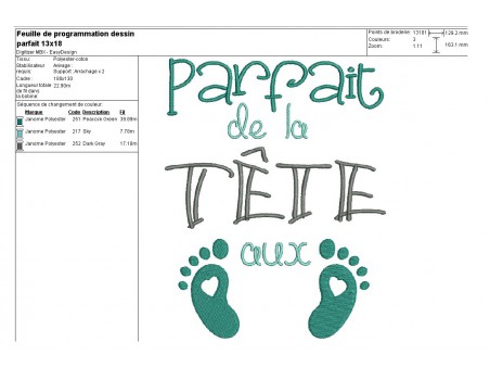 Motif de broderie texte parfait