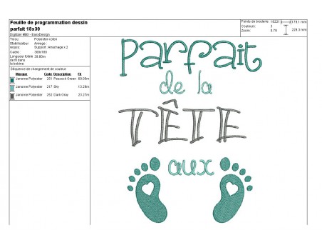 Motif de broderie texte parfait