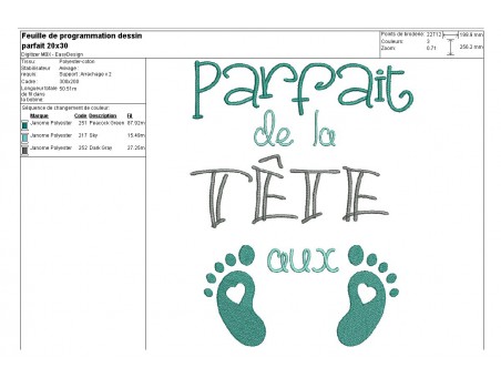 Motif de broderie texte parfait