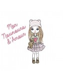 Instant download machine embroidery design little girl with teddy mylar