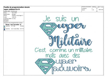 Motif de broderie super militaire