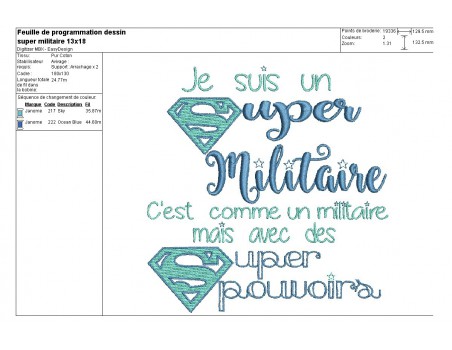 Motif de broderie super militaire