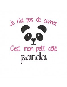 Motif de broderie machine côté panda
