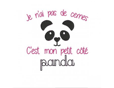 Motif de broderie machine côté panda