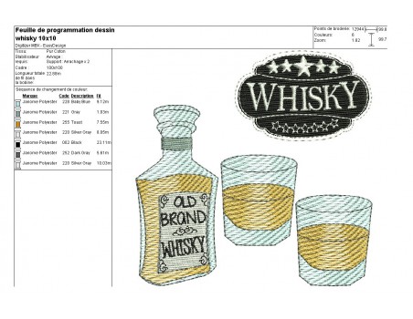 Motif de broderie machine whisky