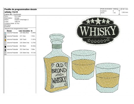 Motif de broderie machine whisky