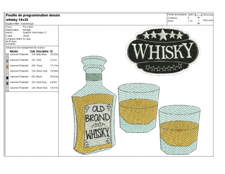 Motif de broderie machine whisky