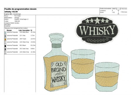 Motif de broderie machine whisky