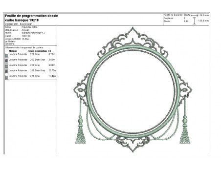 Embroidery design applique frame constance