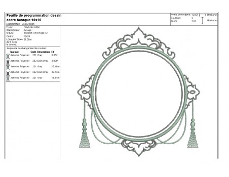 Embroidery design applique frame constance