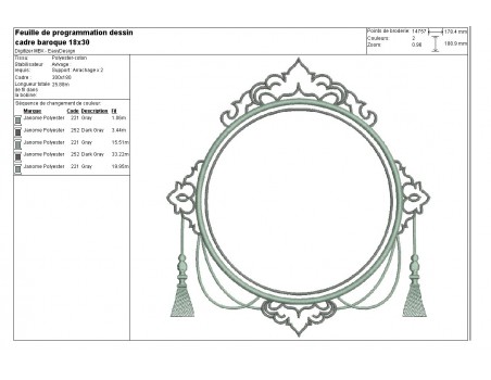 Embroidery design applique frame constance