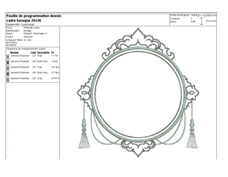 Embroidery design applique frame constance