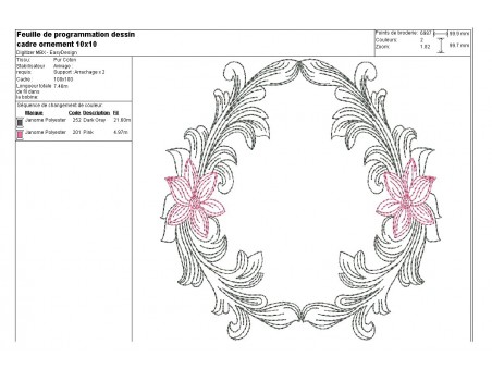 Embroidery design applique frame Baroque