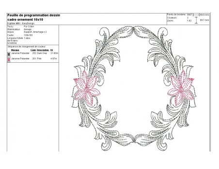 Motif de broderie machine cadre ornements