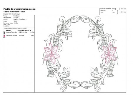 Embroidery design applique frame Baroque