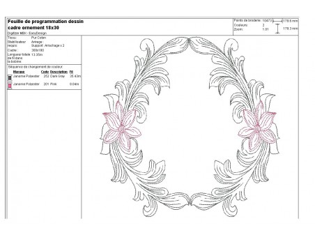 Embroidery design applique frame Baroque