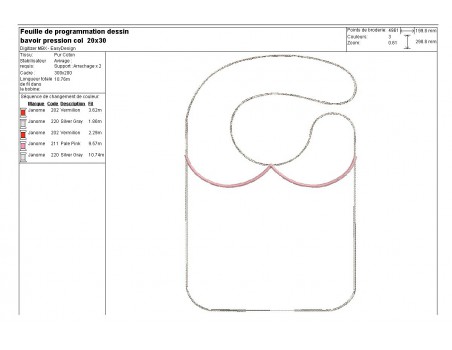 Motif de broderie machine Bavoir col  ITH