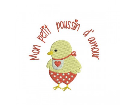 Motif de broderie machine poussin