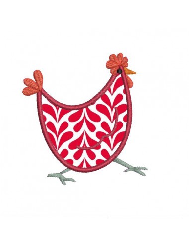 Motif de broderie machine poule  appliquée