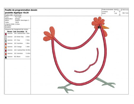 Instant download machine embroidery Hen with flower applique