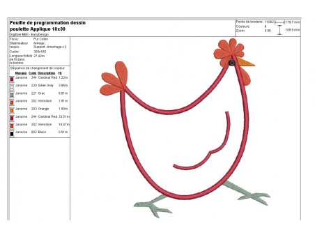 Instant download machine embroidery Hen with flower applique