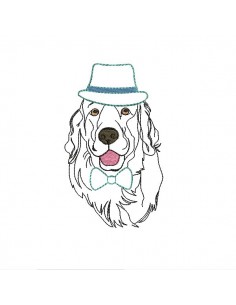 Instant download machine embroidery dog golden retriever  with hat mylar