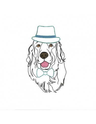 Instant download machine embroidery dog golden retriever  with hat mylar