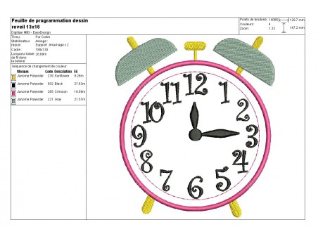 Instant download machine embroidery   timepiece