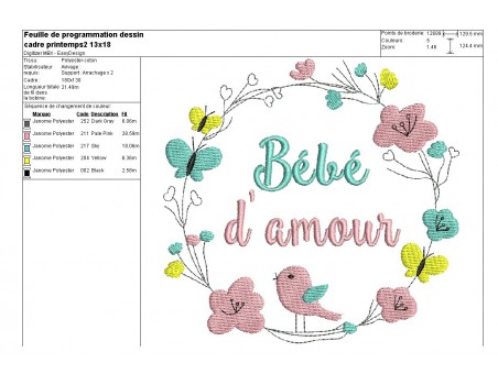 Motif de broderie machine cadre printemps