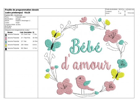 Motif de broderie machine cadre printemps