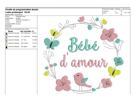 Motif de broderie machine cadre printemps