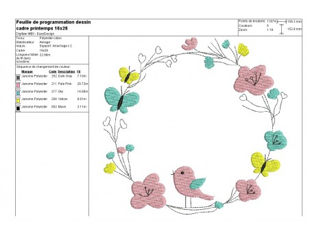 Motif de broderie machine cadre printemps