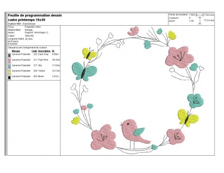 Motif de broderie machine cadre printemps