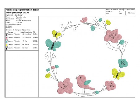 Motif de broderie machine cadre printemps