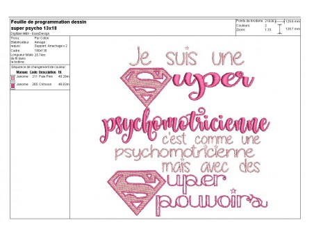 Motif de broderie super psychomotricienne