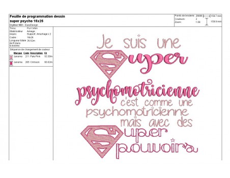 Motif de broderie super psychomotricienne