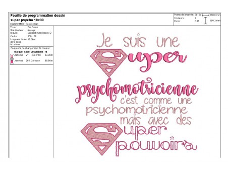 Motif de broderie super psychomotricienne