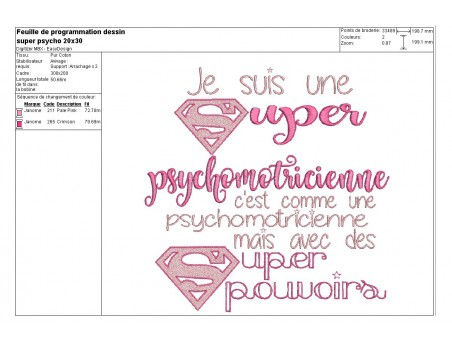 Motif de broderie super psychomotricienne