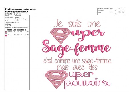 Motif de broderie super sage femme