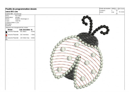 Instant download machine embroidery ladybug