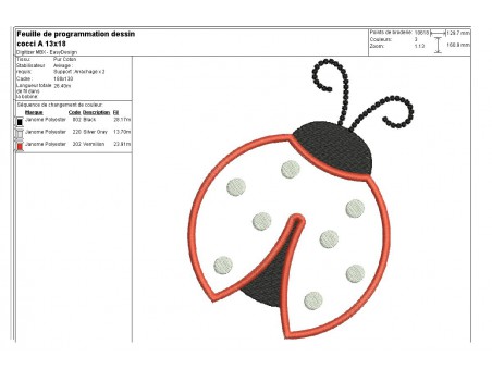 Instant download machine embroidery ladybug mylar